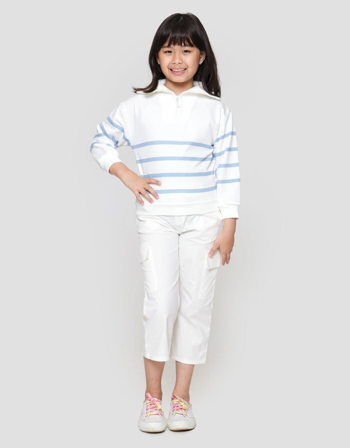 Little M Zipper Stripe Sweater Anak Perempuan