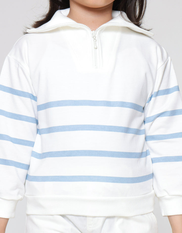 Little M Zipper Stripe Sweater Anak Perempuan