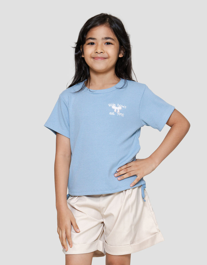 Little M Rib Bordir Chenile Pita Kaos Anak Perempuan