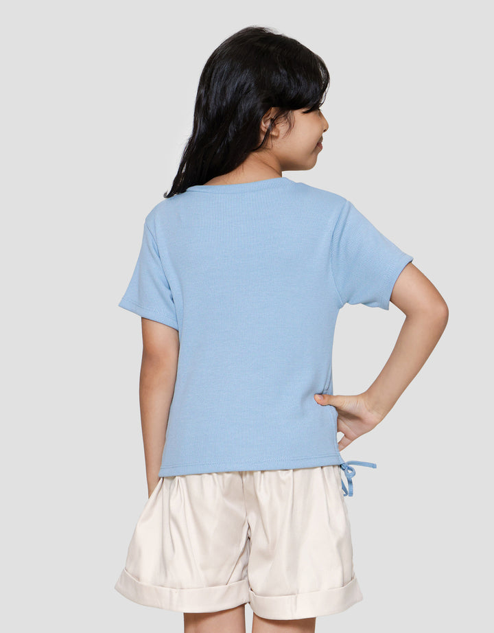 Little M Rib Bordir Chenile Pita Kaos Anak Perempuan