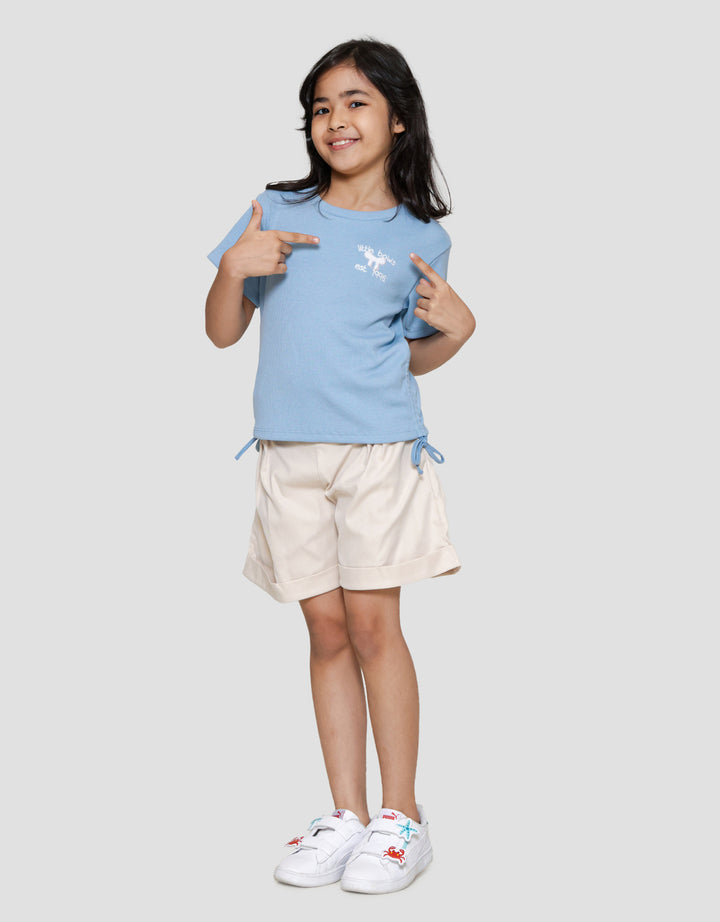 Little M Rib Bordir Chenile Pita Kaos Anak Perempuan