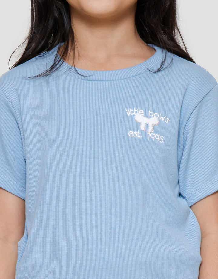 Little M Rib Bordir Chenile Pita Kaos Anak Perempuan