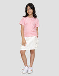 Little M Rib Bordir Print Pita Kaos Anak Perempuan