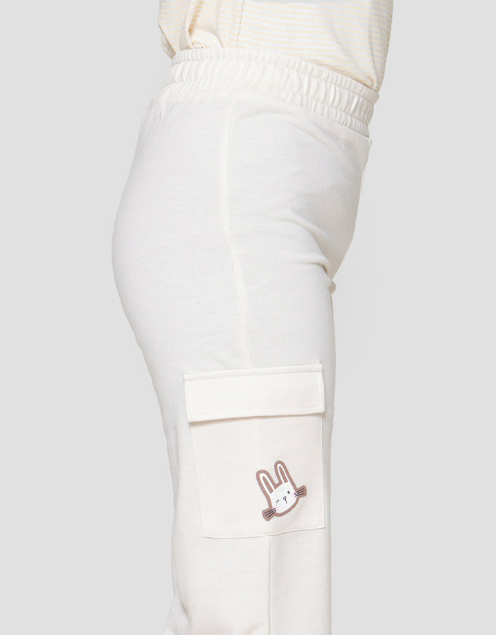 Little M Wide Kargo Aplikasi Celana Panjang Anak Perempuan