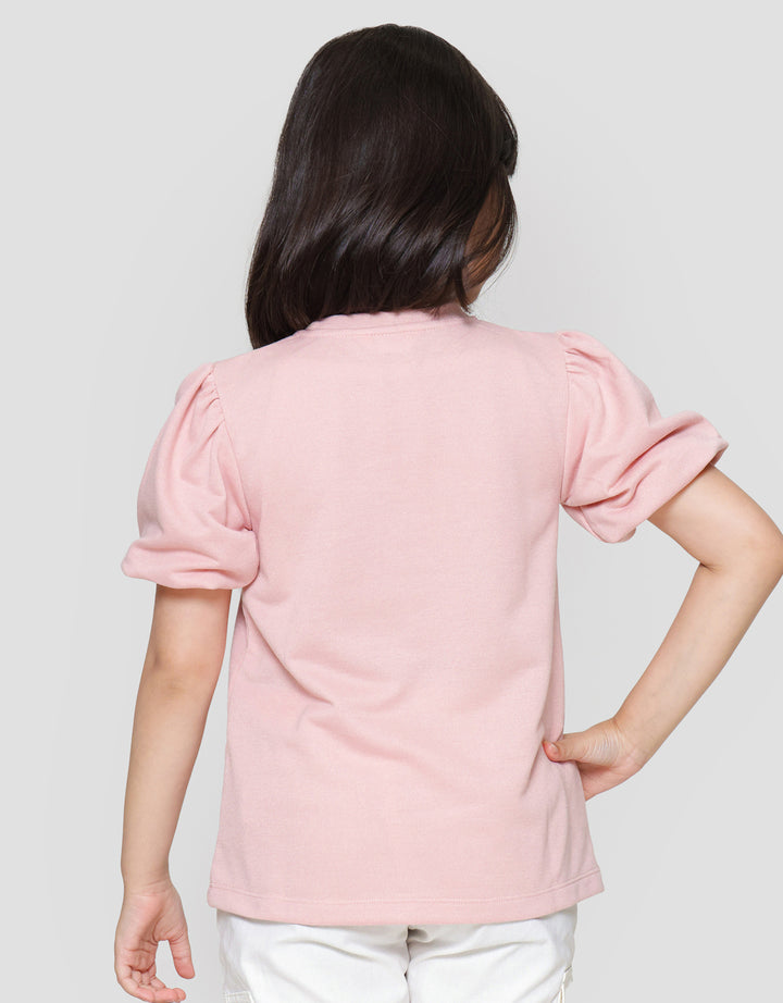 Little M Lengan Balon Aplikasi Flamingo Kaos Anak Perempuan