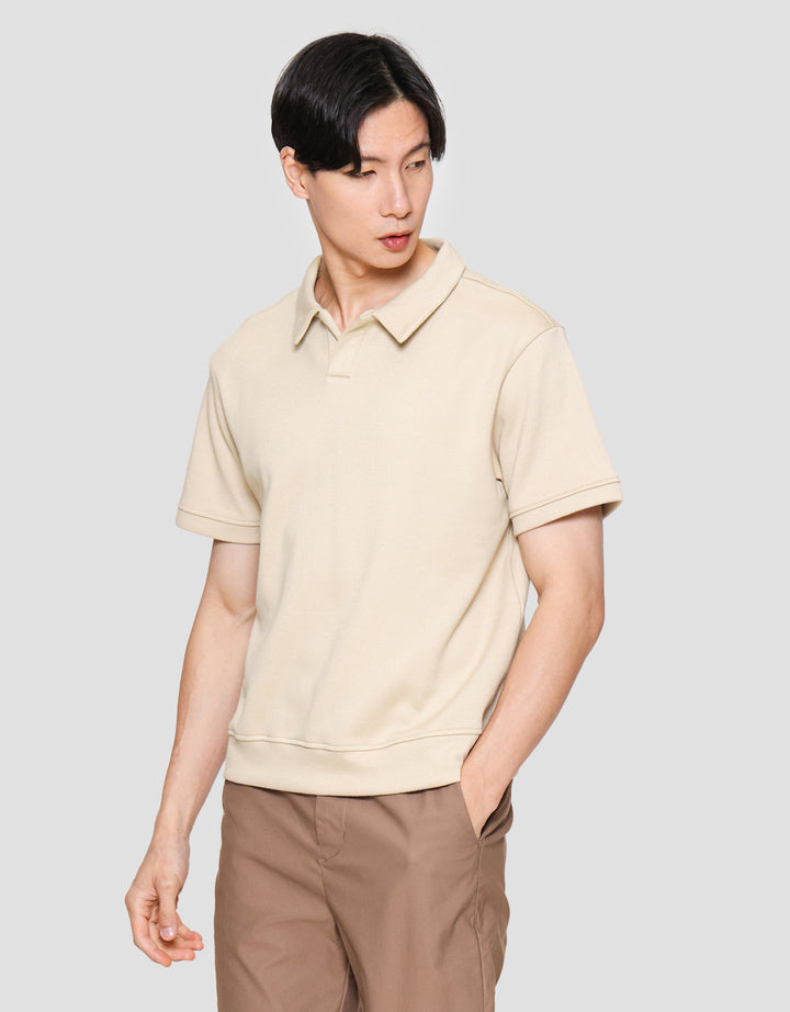Cole Solid Pique Interlock Vneck Polo Pria