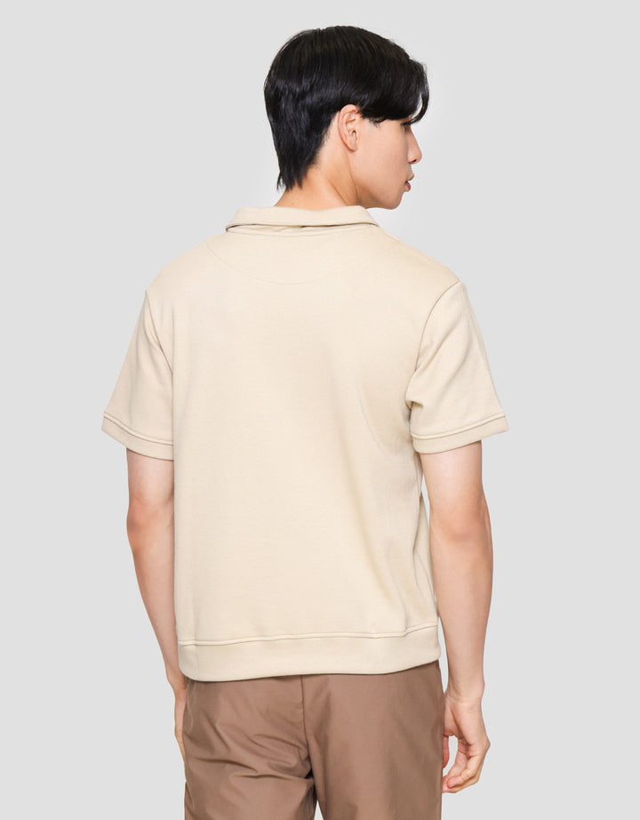 Cole Solid Pique Interlock Vneck Polo Pria