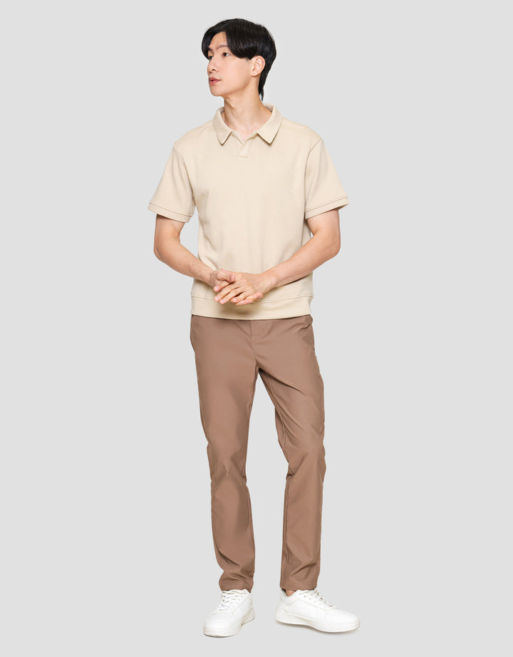 Cole Solid Pique Interlock Vneck Polo Pria
