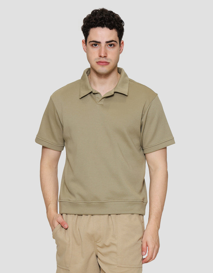 Cole Solid Pique Interlock Vneck Polo Pria