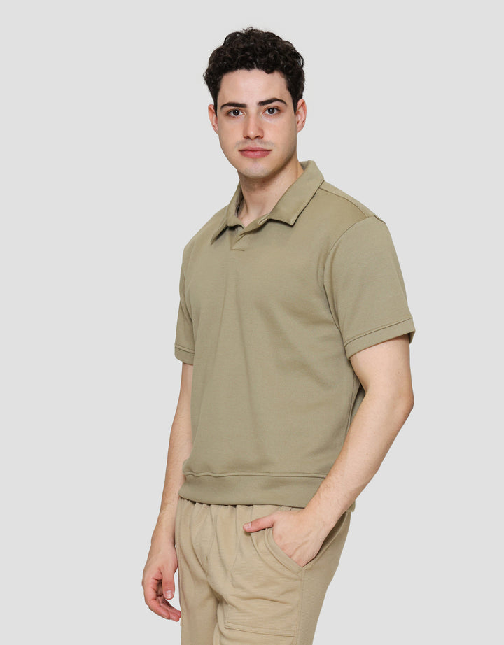 Cole Solid Pique Interlock Vneck Polo Pria
