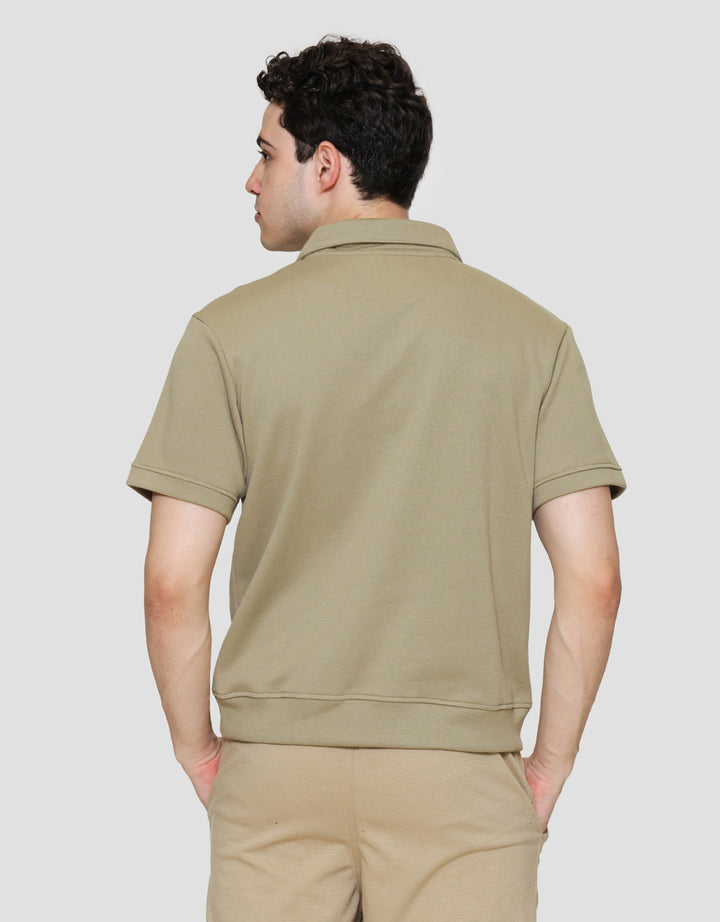 Cole Solid Pique Interlock Vneck Polo Pria