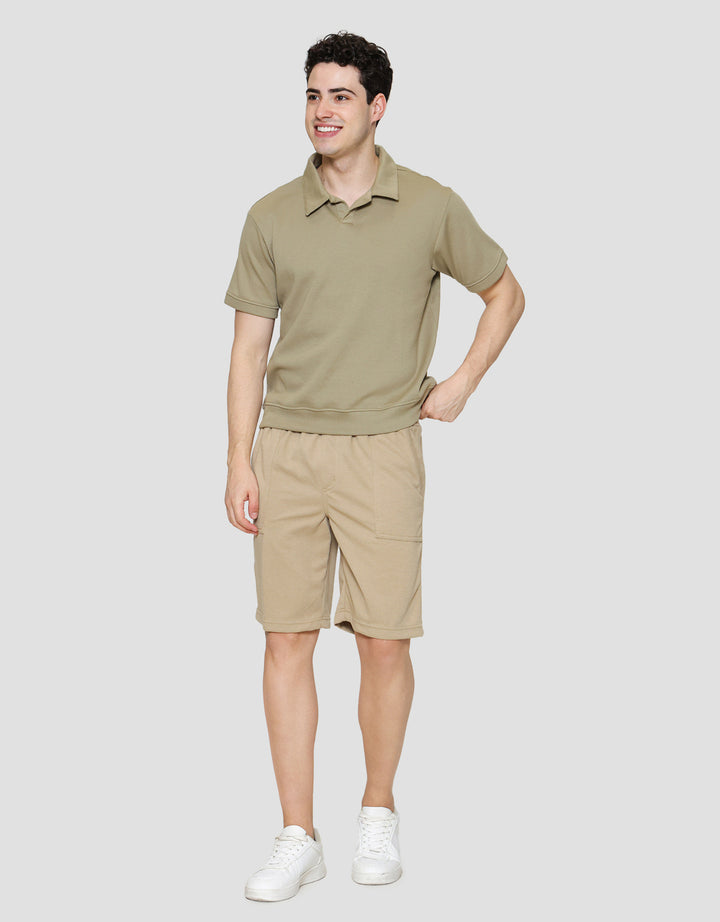 Cole Solid Pique Interlock Vneck Polo Pria