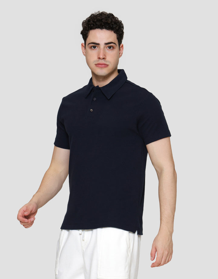 Cole Solid Texture Masdut Waffle Kaos Polo Pria