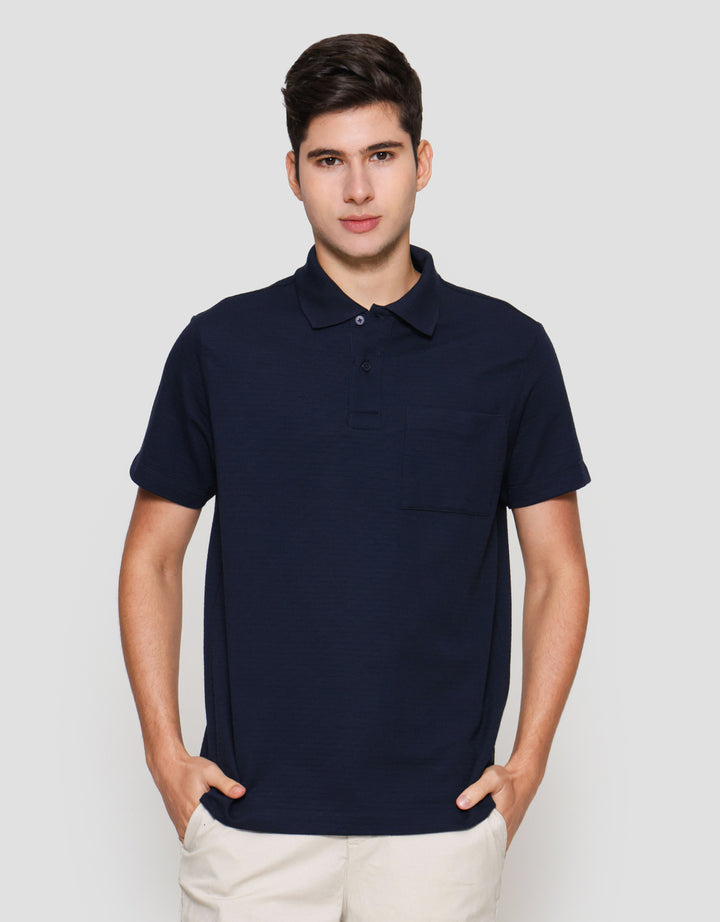 Cole Solid Texture Repeat Pocket Polo Lengan Pendek Pria