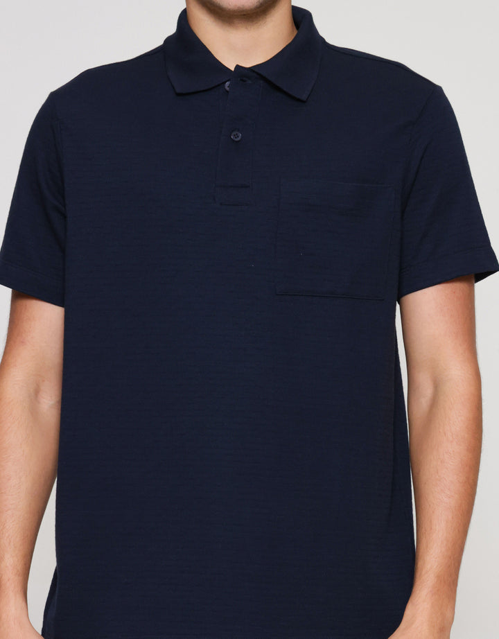 Cole Solid Texture Repeat Pocket Polo Lengan Pendek Pria