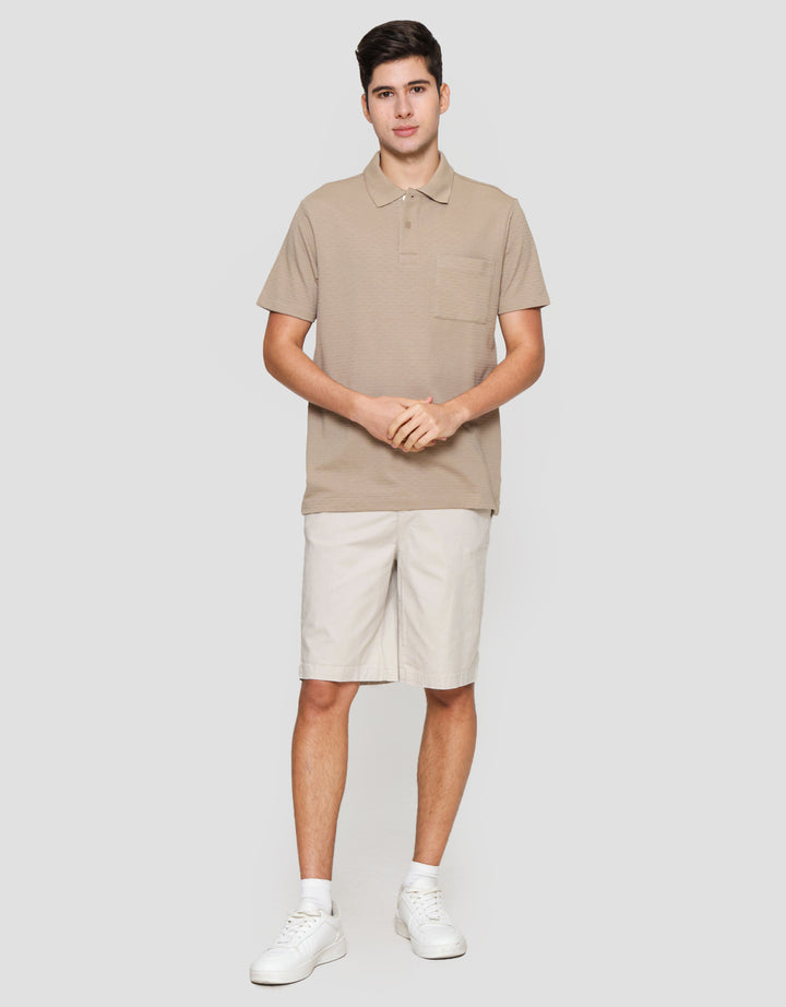 Cole Solid Texture Repeat Pocket Polo Lengan Pendek Pria