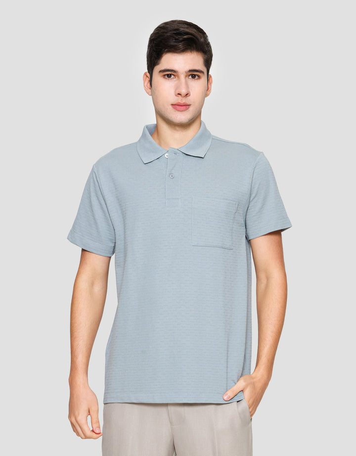 Cole Solid Texture Repeat Pocket Polo Lengan Pendek Pria