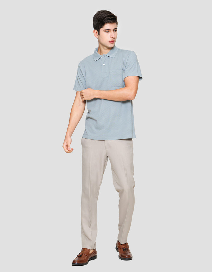 Cole Solid Texture Repeat Pocket Polo Lengan Pendek Pria