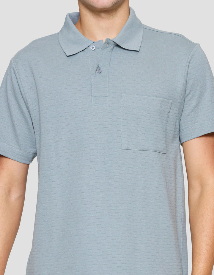 Cole Solid Texture Repeat Pocket Polo Lengan Pendek Pria