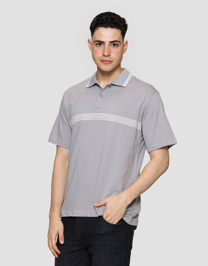 Cole Stripe Hd Print On Chest Kaos Polo Pria