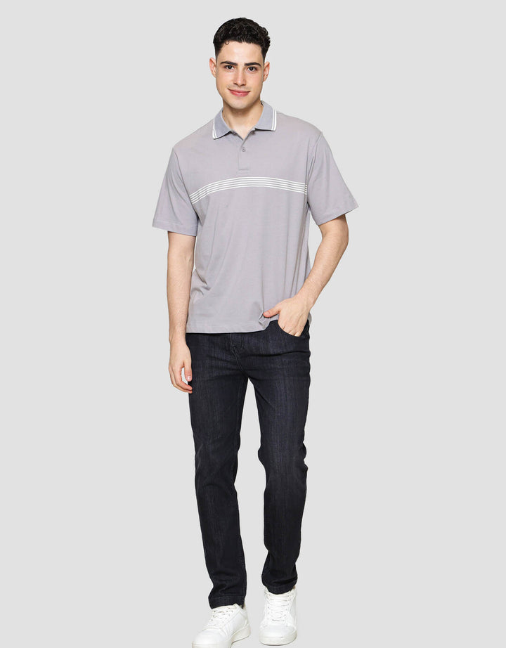 Cole Stripe Hd Print On Chest Kaos Polo Pria