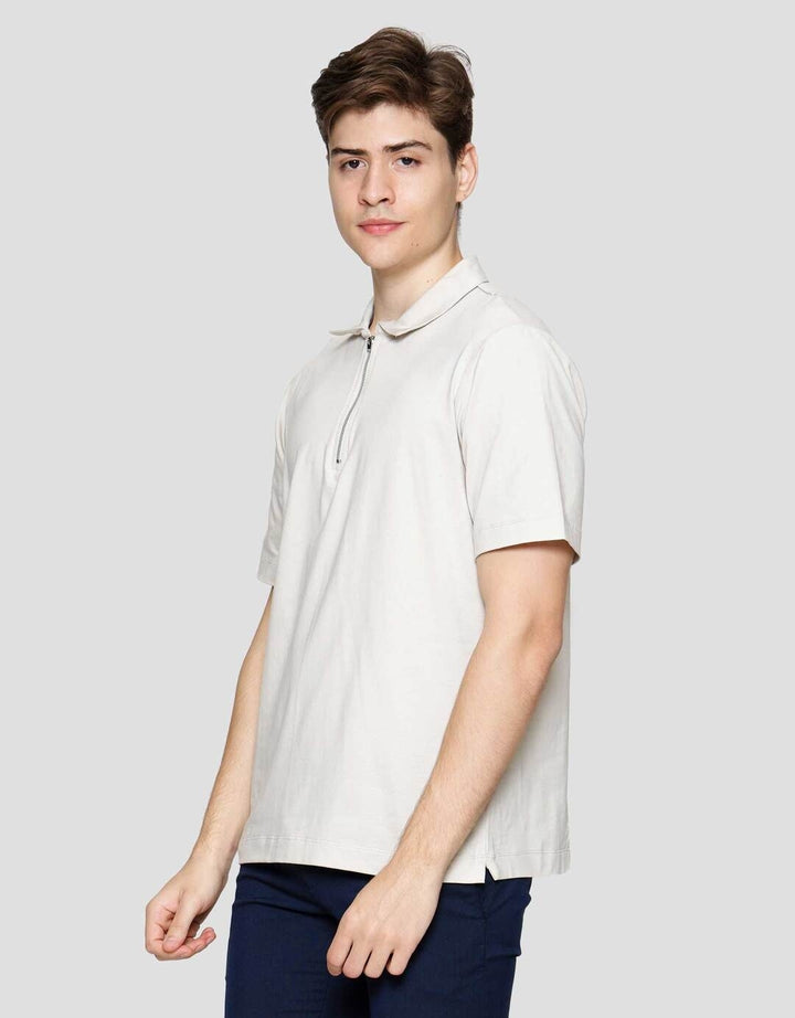 Cole Fancy Solid Jersey Zip Kaos Polo Pria