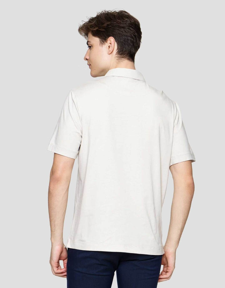 Cole Fancy Solid Jersey Zip Kaos Polo Pria