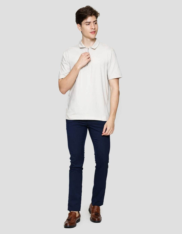 Cole Fancy Solid Jersey Zip Kaos Polo Pria