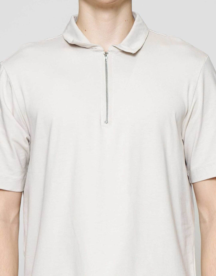 Cole Fancy Solid Jersey Zip Kaos Polo Pria