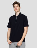Cole Fancy Solid Jersey Zip Kaos Polo Pria