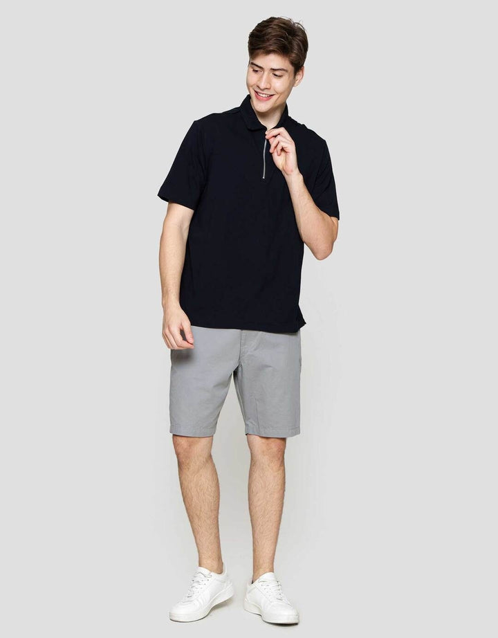 Cole Fancy Solid Jersey Zip Kaos Polo Pria