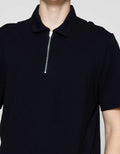 Cole Fancy Solid Jersey Zip Kaos Polo Pria