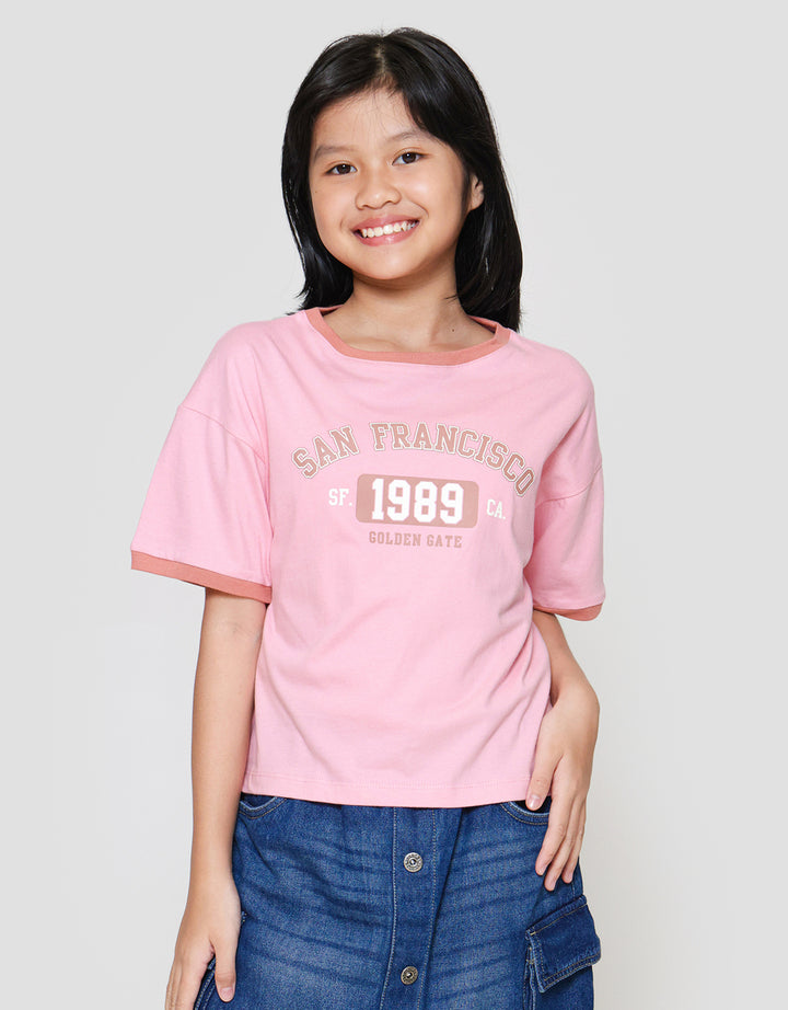 Nevada Ringer Print City Golden Gate Kaos Anak Perempuan