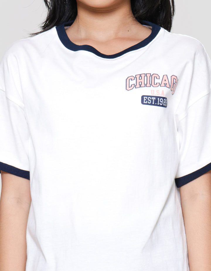 Nevada Ringer Print City Chicago Kaos Anak Perempuan