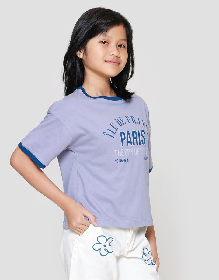 Nevada Ringer Print City Paris Kaos Anak Perempuan