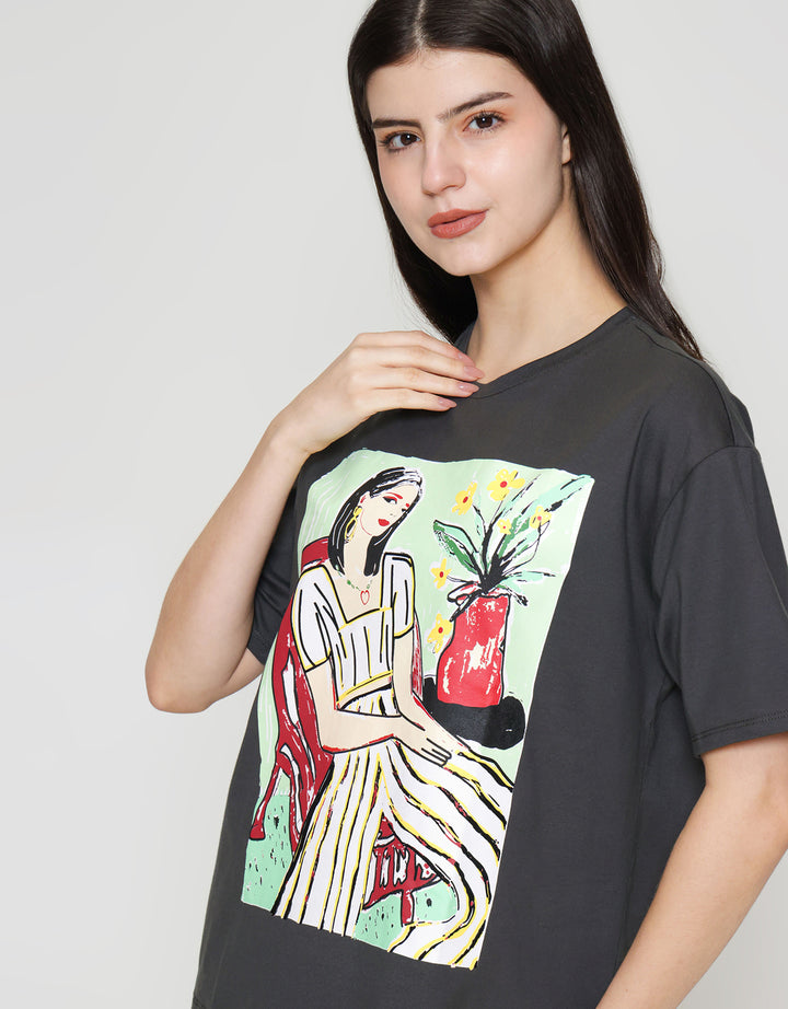 ZES Girl Boss Kaos Oversize Wanita CRLVT017