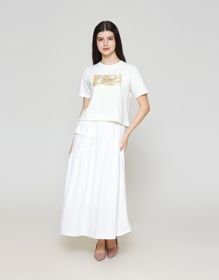 ZES Crop Foil Classic Elegant Kaos Wanita CRLVT019