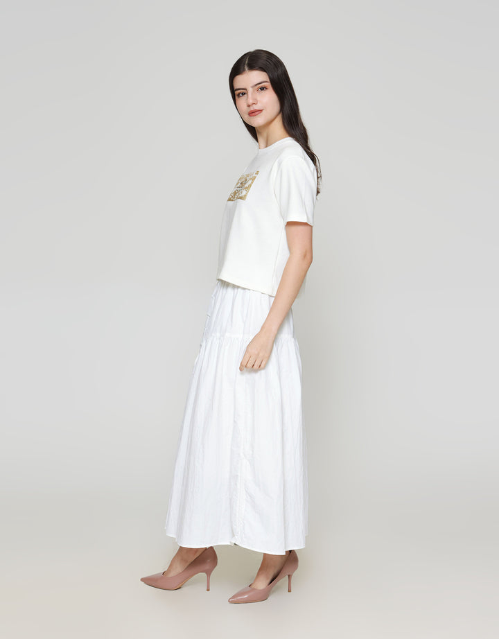 ZES CROP FOIL CLASSIC ELEGANT KAOS WANITA CRLVT019