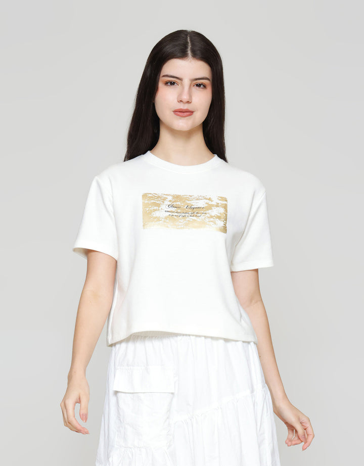ZES Crop Foil Classic Elegant Kaos Wanita CRLVT019