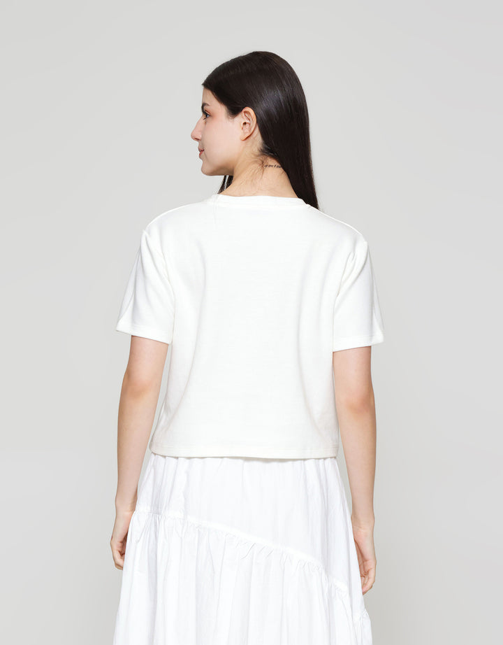 ZES Crop Foil Classic Elegant Kaos Wanita CRLVT019