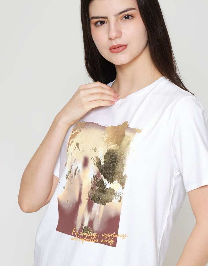 ZES Regular Foil Square Abstract Kaos Wanita CRLVT020