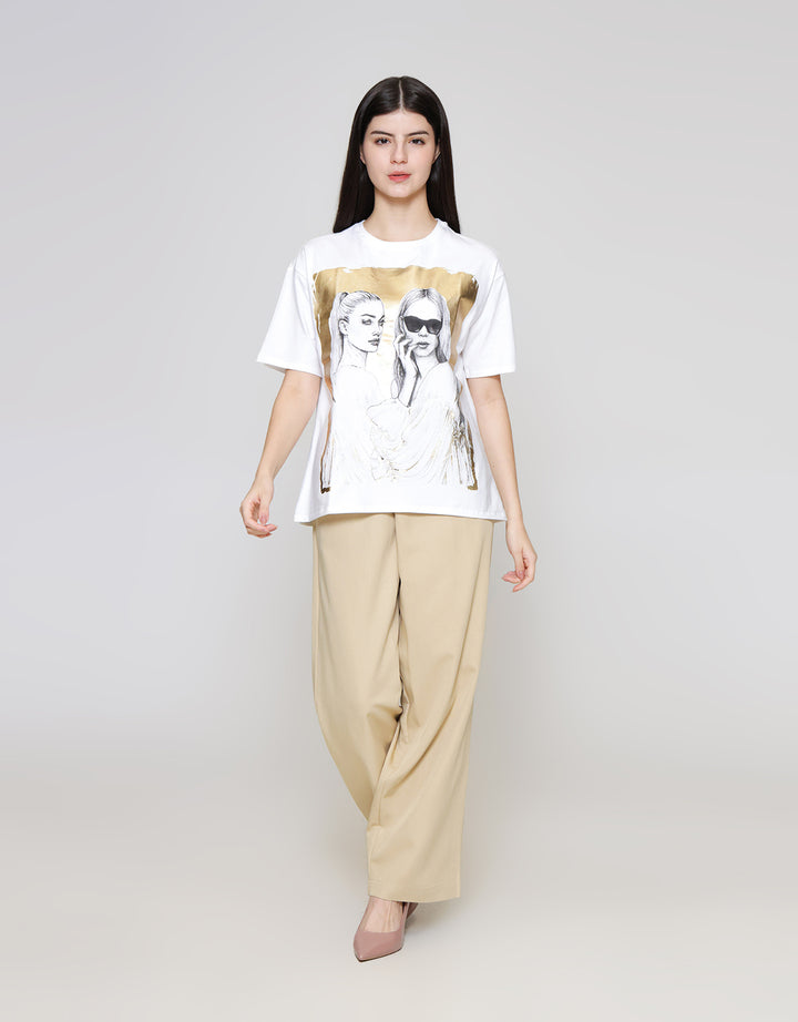 ZES Print Girl Boss Kaos Oversize Wanita CRLVT021