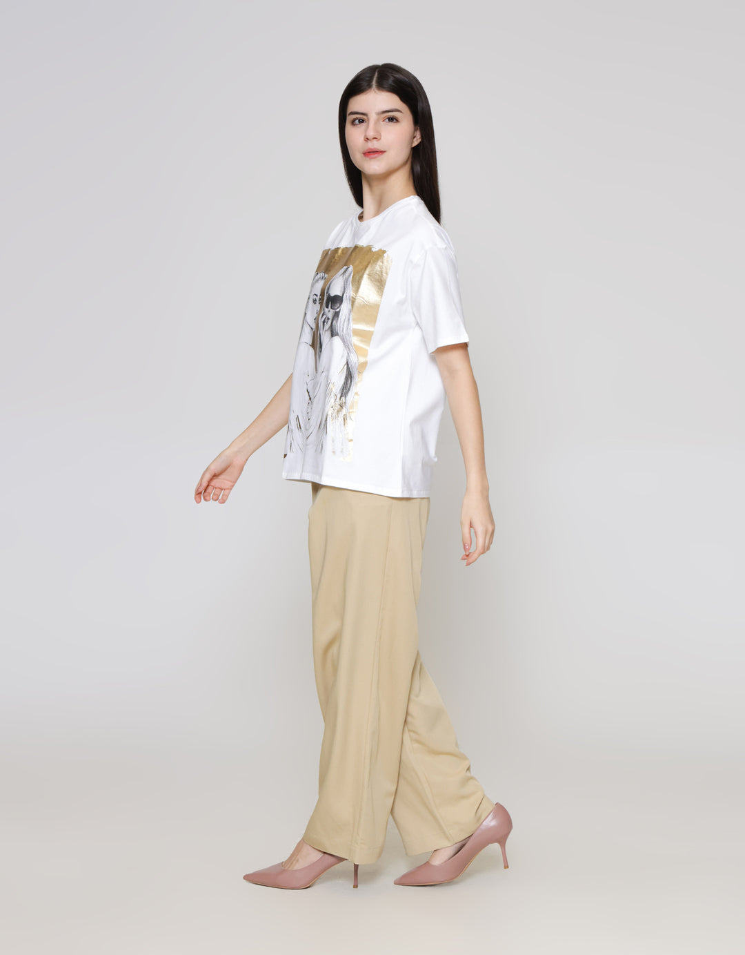ZES Print Girl Boss Kaos Oversize Wanita CRLVT021