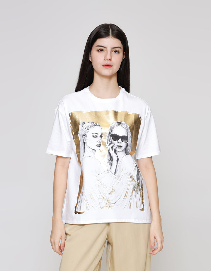 ZES Print Girl Boss Kaos Oversize Wanita CRLVT021