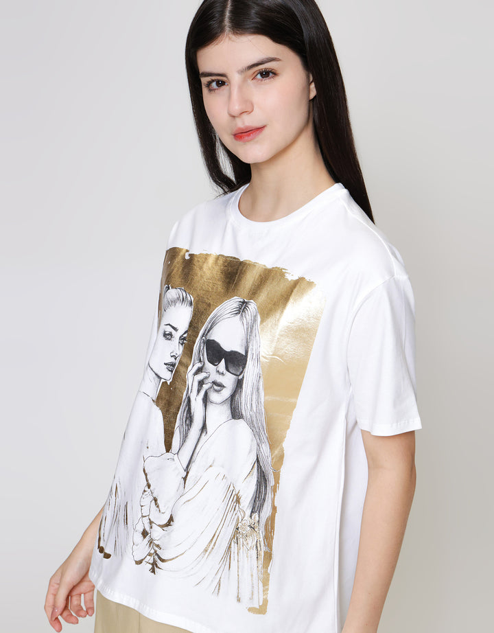 ZES Print Girl Boss Kaos Oversize Wanita CRLVT021