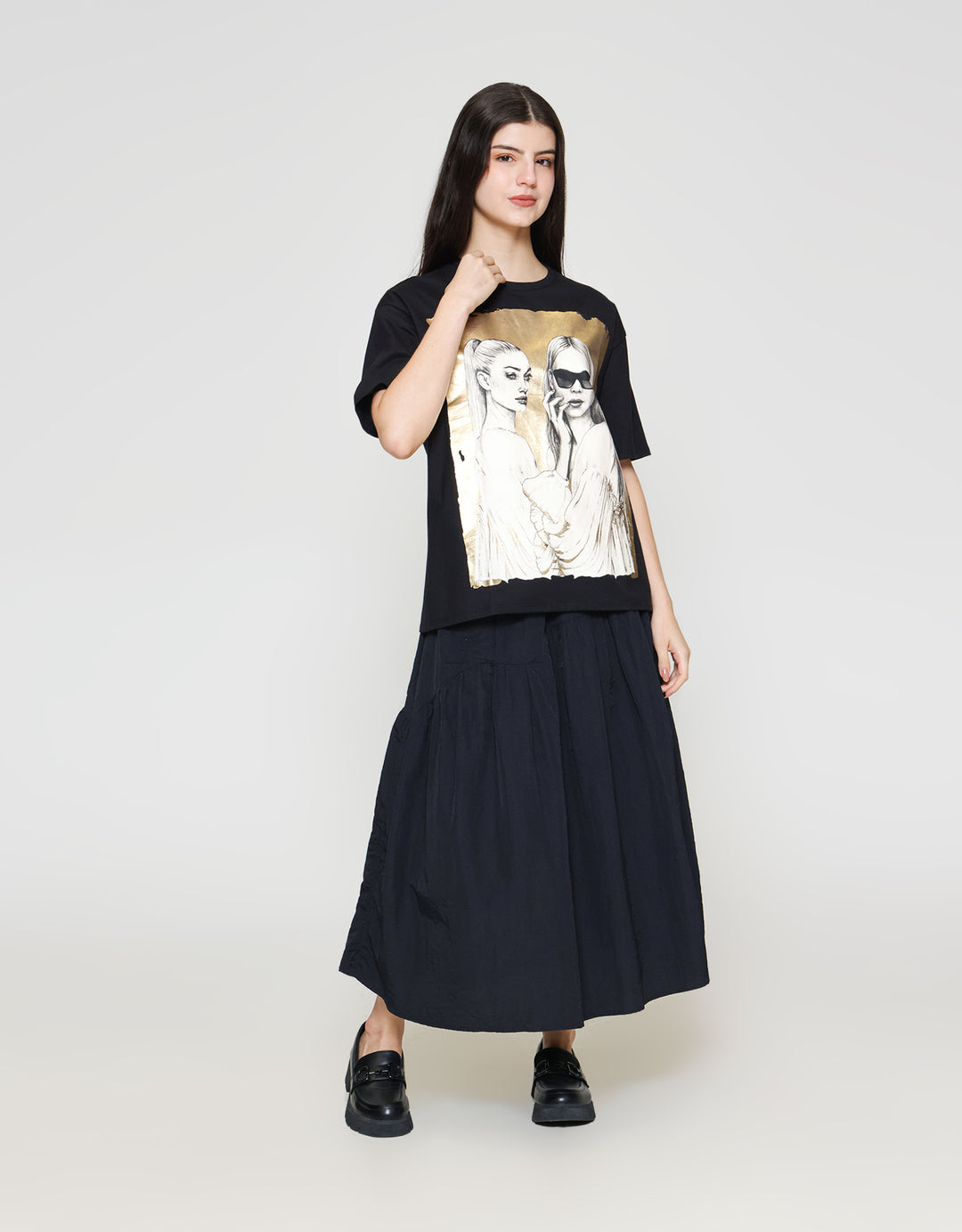 ZES Print Girl Boss Kaos Oversize Wanita CRLVT021