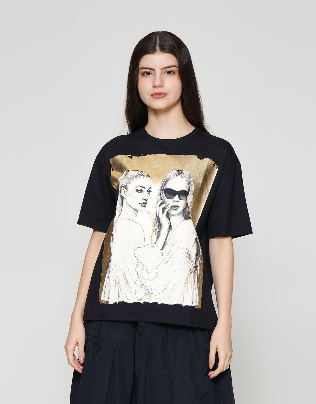 ZES Print Girl Boss Kaos Oversize Wanita CRLVT021