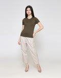 ZES Basic Plain Rib Tee Kaos Lengan Pendek Wanita CRLTP002