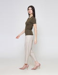 ZES Basic Plain Rib Tee Kaos Lengan Pendek Wanita CRLTP002