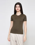 ZES Basic Plain Rib Tee Kaos Lengan Pendek Wanita CRLTP002